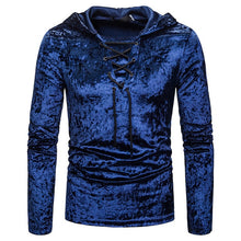 Load image into Gallery viewer, Lace-up Hooded Crushed Velvet Top
