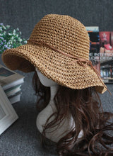 Load image into Gallery viewer, Knotted Accent  Straw Foldable Beach Hat
