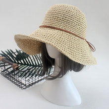 Load image into Gallery viewer, Knotted Accent  Straw Foldable Beach Hat
