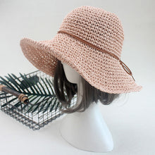 Load image into Gallery viewer, Knotted Accent  Straw Foldable Beach Hat
