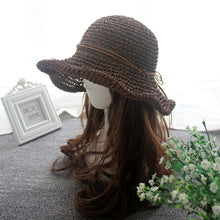 Load image into Gallery viewer, Knotted Accent  Straw Foldable Beach Hat
