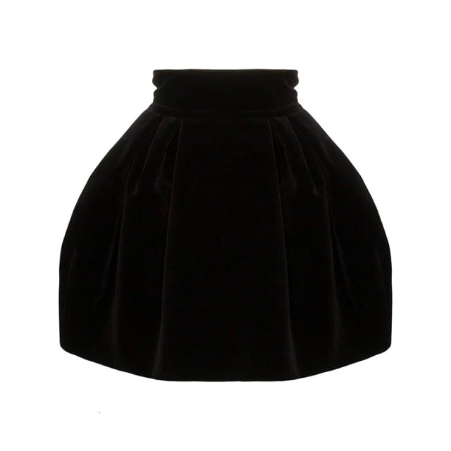 Velour Rusched High Waisted Bell Skirt