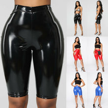 Load image into Gallery viewer, Sexy Shiny Capri Slim Fit High Waist Solid Color Shorts
