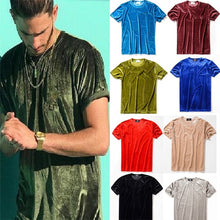 Load image into Gallery viewer, Crushed Velvet Solid Color Short  Sleeve Tees
