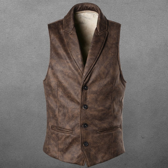 Suede Slim Fit Single Breasted Vest