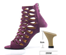 Load image into Gallery viewer, Mesh Suede Cross Strap Heeled Sandals
