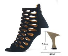 Load image into Gallery viewer, Mesh Suede Cross Strap Heeled Sandals
