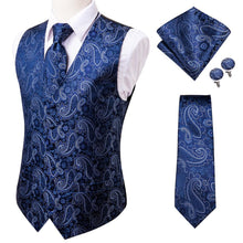 Load image into Gallery viewer, Silk Paisley Vests with Matching Tie, Hanky and Cufflings
