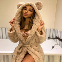 Load image into Gallery viewer, Plush Hooded Bear Ears Robe
