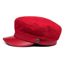 Load image into Gallery viewer, Leather &amp; Suede  British Retro  Baker Boy Cap
