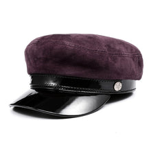 Load image into Gallery viewer, Leather &amp; Suede  British Retro  Baker Boy Cap
