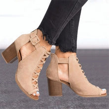 Load image into Gallery viewer, Open Toe Chunky Heel Gladiator Footwear
