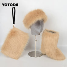 Load image into Gallery viewer, Winter Warm Fluffy Snow Boots, Hat &amp; Purse Set
