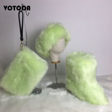 Load image into Gallery viewer, Winter Warm Fluffy Snow Boots, Hat &amp; Purse Set
