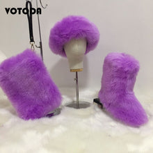 Load image into Gallery viewer, Winter Warm Fluffy Snow Boots, Hat &amp; Purse Set
