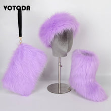 Load image into Gallery viewer, Winter Warm Fluffy Snow Boots, Hat &amp; Purse Set
