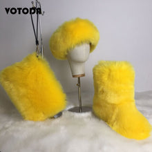 Load image into Gallery viewer, Winter Warm Fluffy Snow Boots, Hat &amp; Purse Set
