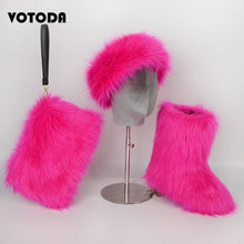 Load image into Gallery viewer, Winter Warm Fluffy Snow Boots, Hat &amp; Purse Set
