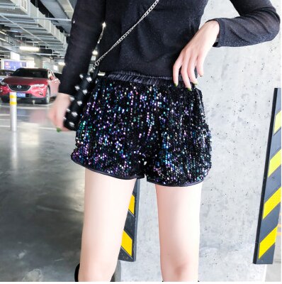 Sequin Shorts with High Waist