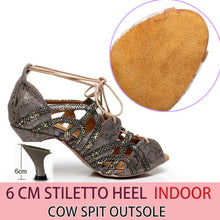 Load image into Gallery viewer, Suede with  Snake Skin Lace Sandals
