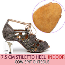 Load image into Gallery viewer, Suede with  Snake Skin Lace Sandals
