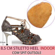 Load image into Gallery viewer, Suede with  Snake Skin Lace Sandals
