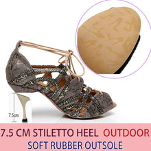 Load image into Gallery viewer, Suede with  Snake Skin Lace Sandals
