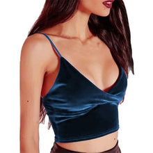 Load image into Gallery viewer, Cami Style Velvet Crop Top with Lace Back
