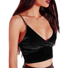 Load image into Gallery viewer, Cami Style Velvet Crop Top with Lace Back
