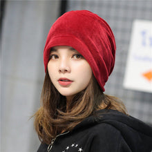 Load image into Gallery viewer, Velvet Winter Slouch Beanie  Skullcap
