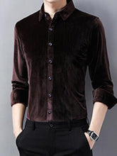 Load image into Gallery viewer, Velour Fitted Button Down Dress Shirt
