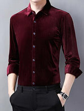 Load image into Gallery viewer, Velour Fitted Button Down Dress Shirt
