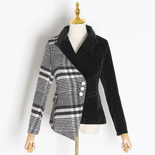 Load image into Gallery viewer, Velour Patchwork Wool Plaid Blazer
