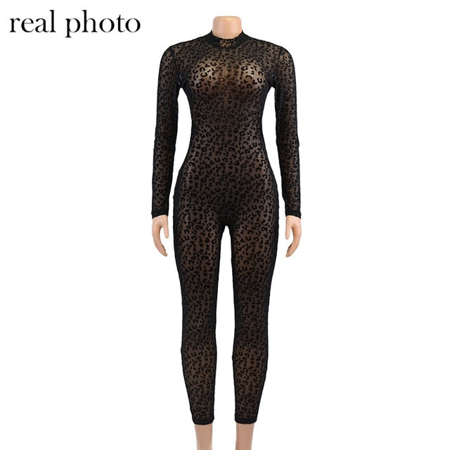 Mesh Sheer Velour Jumpsuit