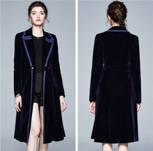 Load image into Gallery viewer, Designer Vintage Notched Collar Velvet Maxi Coat
