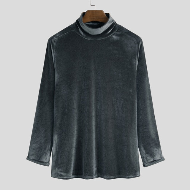 Fitted Long Sleeve Velour Turtleneck