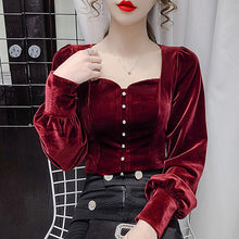 Load image into Gallery viewer, Velvet Sweet Square Collar Blouse
