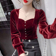 Load image into Gallery viewer, Velvet Sweet Square Collar Blouse
