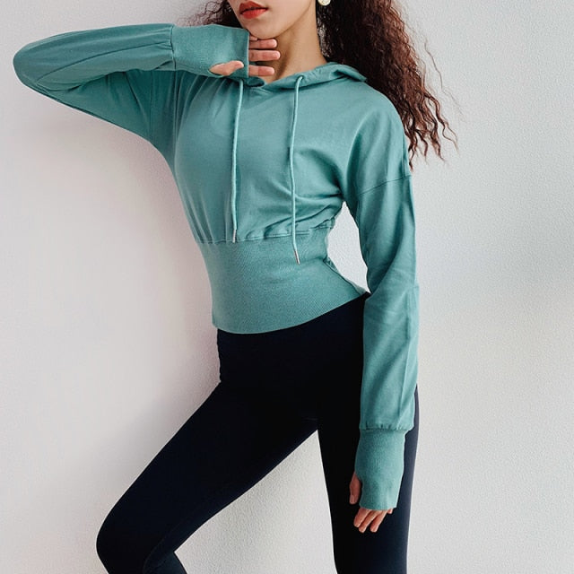 Cotton Long Sleeve Sweatshirt with Thumb Holes