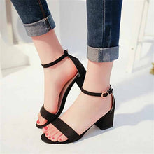 Load image into Gallery viewer, Suede Square Heeled  Ankle Strapped Sandal
