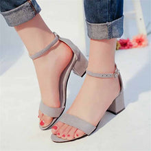 Load image into Gallery viewer, Suede Square Heeled  Ankle Strapped Sandal
