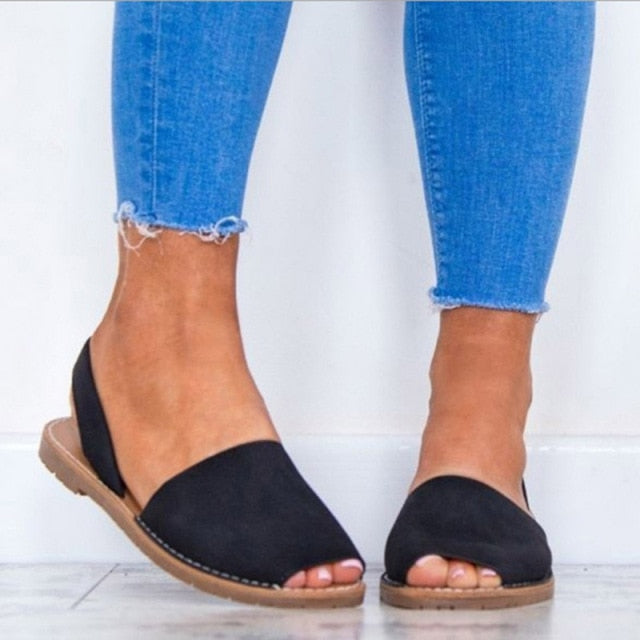 Peep Toe Suede Casual Sandals