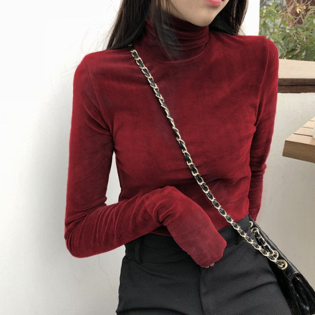 Velour Super Soft Long Sleeve Turtleneck