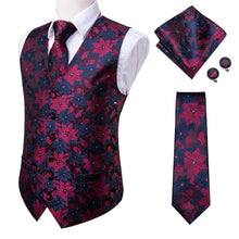 Load image into Gallery viewer, Silk Paisley Vests with Matching Tie, Hanky and Cufflings
