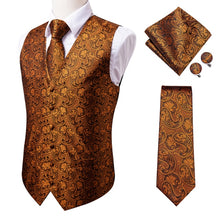 Load image into Gallery viewer, Silk Paisley Vests with Matching Tie, Hanky and Cufflings
