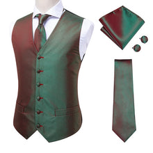 Load image into Gallery viewer, Silk Paisley Vests with Matching Tie, Hanky and Cufflings
