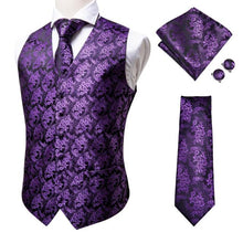 Load image into Gallery viewer, Silk Paisley Vests with Matching Tie, Hanky and Cufflings
