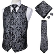 Load image into Gallery viewer, Silk Paisley Vests with Matching Tie, Hanky and Cufflings
