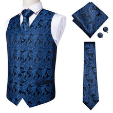 Load image into Gallery viewer, Silk Paisley Vests with Matching Tie, Hanky and Cufflings
