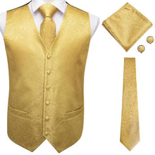 Load image into Gallery viewer, Silk Paisley Vests with Matching Tie, Hanky and Cufflings
